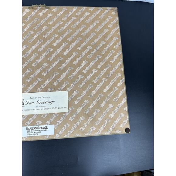 Gold Framed Victorian Girls Paper Fan Greeting Card by Old Print Factory Reprod. - Picture 8 of 9